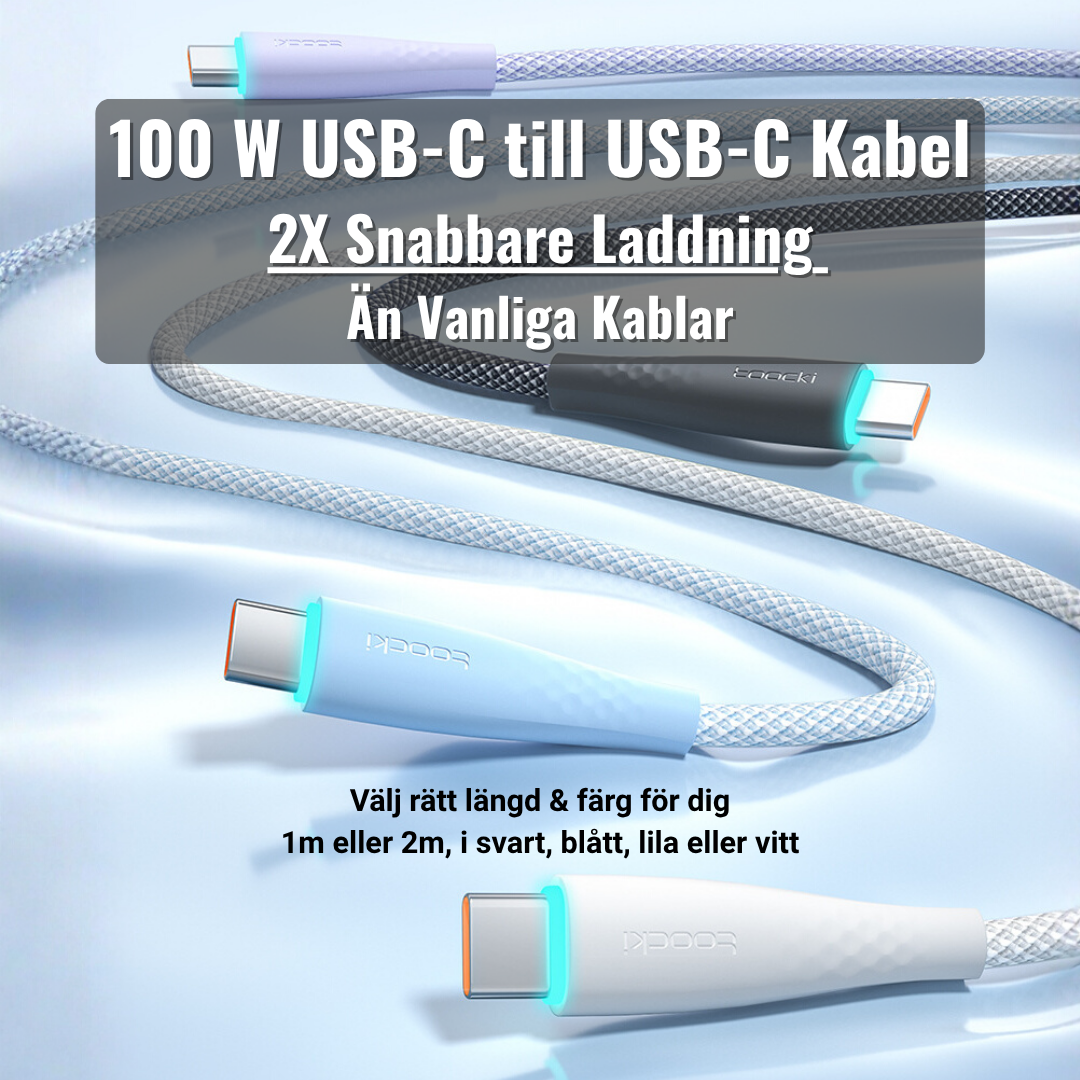 100W USB-C till USB-C Snabbladdningskabel