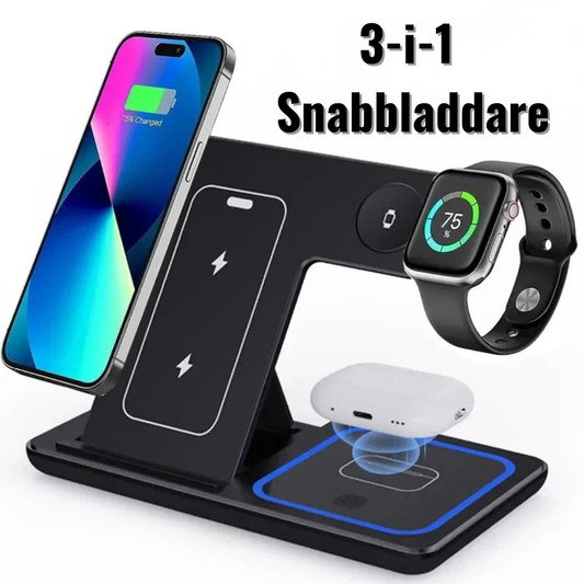 3-i-1 Trådlös Snabbladdare